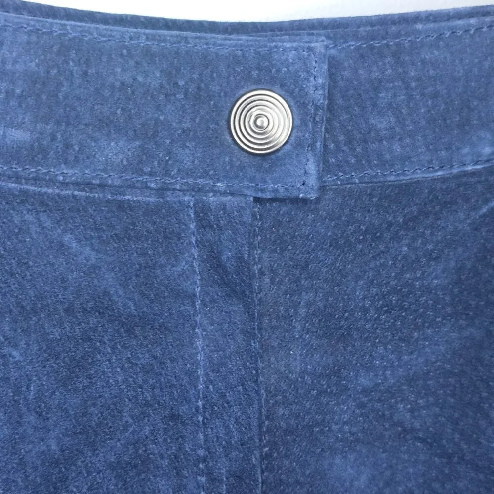 90's Navy Blue Suede Midi Skirt, Size 4